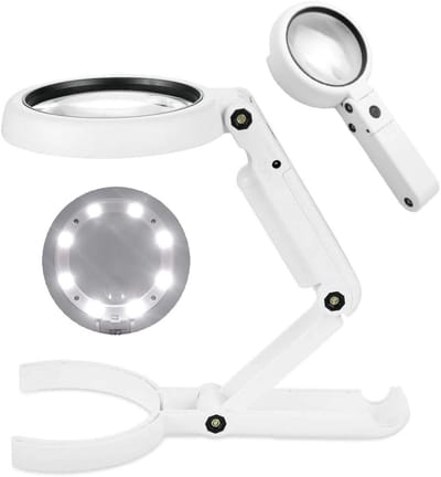 Hands Free Magnifier - Hand Magnifier 5X 11X - Foldable Handle 2 in 1 - USB Power Supply - LED Magnifier voor Lezen - Solderen - Inspectie - Hobby - Reparatie