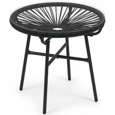 Ronde tuintafel boho style - Salontafel rond - Bijzettafel - Tafel - Zwart - 50 cm x 50 cm x 50 cm