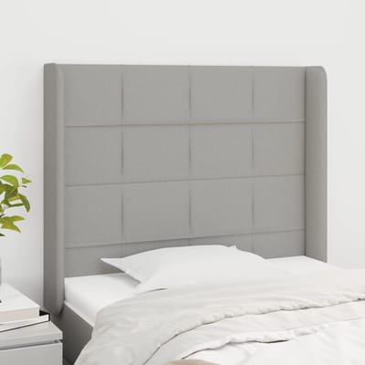 vidaXL - Hoofdbord - met - randen - 93x16x118/128 - cm - stof - lichtgrijs