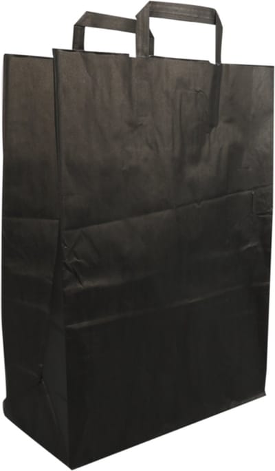 Tas - Kraftpapier - platte papieren handgreep - 32x15x43cm - Draagtas Zwart - 250 stuks