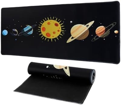 PromoHome Universele Tafelbeschermer voor Kinderen - Zonnestelsel Design - Afwasbaar Rubber Mat - 70x30 cm - Bureauonderlegger voor Leren en Spelen