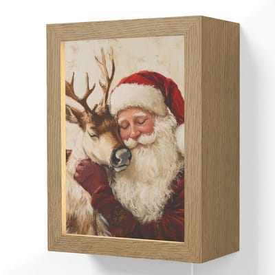 Wandlamp 15x20 cm - Oplaadbaar - Kerstman - Rendier - Kerst - Christmas - Wandlampen binnen woonkamer - Slaapkamer lamp met kabel - Decoratieve nachtlamp - Vloerlamp snoer