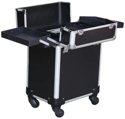 Trimkoffer - Grooming Case met opvangbakjes en opbergvakken - - Uitschuifbare trekstang - Extra wielen - Medium - 36 x 24 x 51 cm