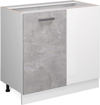 Moderne Hoekonderkast Keuken 86 cm Beton en Wit