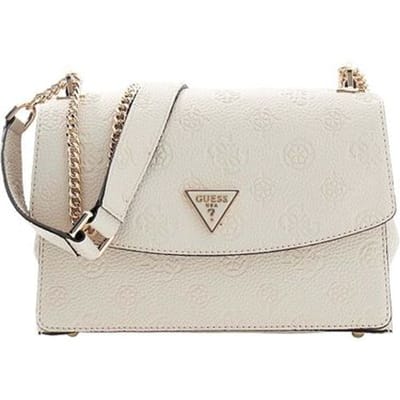GUESS schoudertas Cresidia II Convertible Xbody Flap Bag Cream White Logo crème