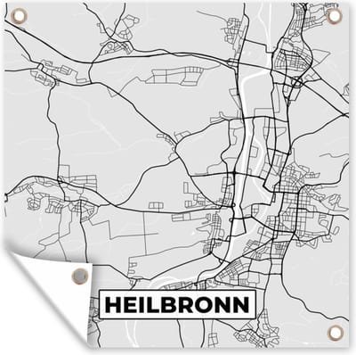 Tuin poster Kaart - Stadskaart - Plattegrond - Duitsland - Heilbronn - 200x200 cm - Tuindoek