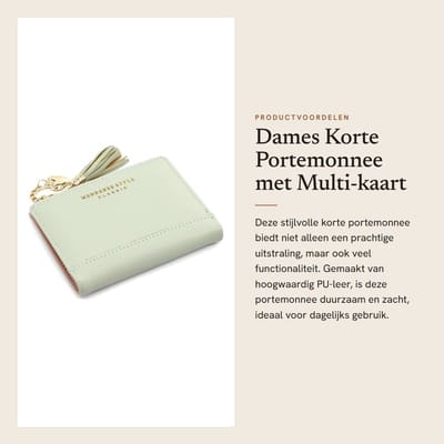 Dailygoods- Portemonnee Dames - Korte Portemonnee - PU-leer - Tas met Kwastjes - Compact - Ideaal voor Winkelen/Feesten - Damesportemonnee