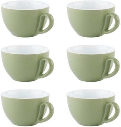 APS 6 Cappuccinokoppen - Kopje - Groen - Ø 10,5 cm - 300 ml - Vaatwasserbestendig - Breukvast