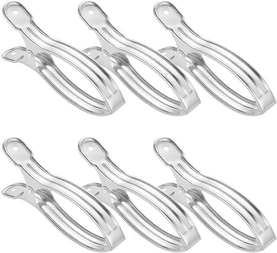 Wasknijpers Sterk - Metalen Klemmen - Kleding Ophangen - Roestvrij Staal - 6 Stuks - Zilver