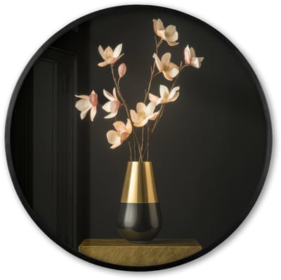 Poster in lijst Rond - Fotolijst 60x60 cm - Posters - Sierlijk - Boeket - Goud - Vaas - Ronde posterlijst zwart - Decoratie - Wanddecoratie woonkamer - Muurdecoratie slaapkamer
