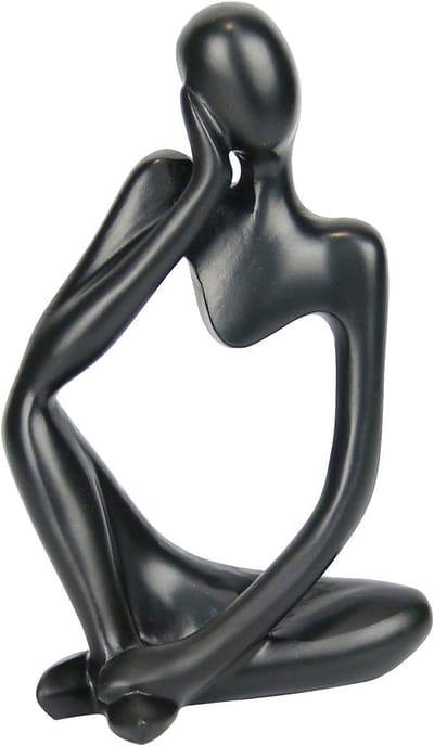 Crrynuo - Abstract Thinker-beeldje - Woondecoratie - zwart - Hars - Rechterhand ondersteunt het hoofd vorm