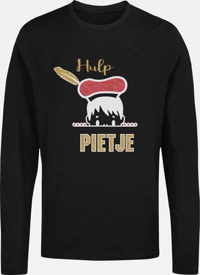 Starry Indigo - Sinterklaas | Pietje T-shirt met glittert | Meisjes | Jongens | Unisex | Zwart | Maat 110/116
