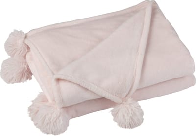 J-Line plaid Pompom - polyester - lichtroze - 170 x 130 cm
