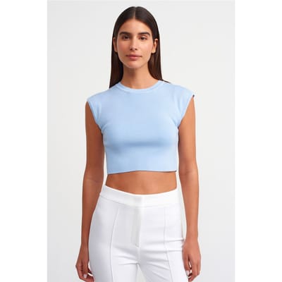 Dames Mouwloze Geribbelde Cropped T-shirt