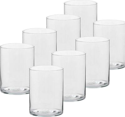 Trend Candles Theelichthouder - 8x - transparant - glas - hoog model - 5,5 x 6,5 cm - Glazen kaarsenhouders - Woondecoraties
