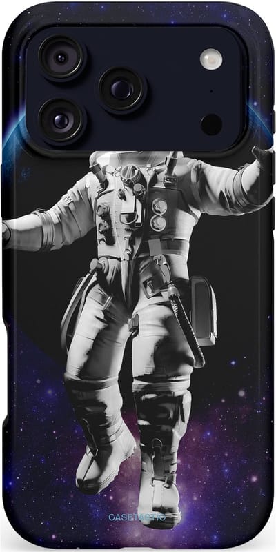 Casetastic hoesje geschikt voor Apple iPhone 17 Pro Max - MagSafe - Dubbellaagse bescherming - Zweven tussen ruimte en tijd - Fashion Case - Donkerblauw Zwart Grijs