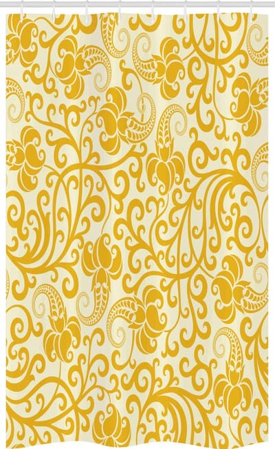 ABAKUHAUS douchegordijn – Arabeske bloemen – 120x180 cm – Lichtgeel