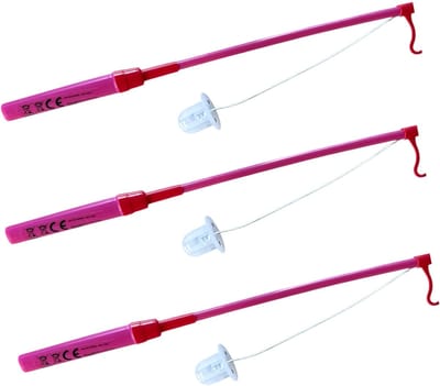3 Lampionstokjes Met LED lichtje - incl. Batterij - Sint Maarten Lampion Stokjes - 40 cm - Roze