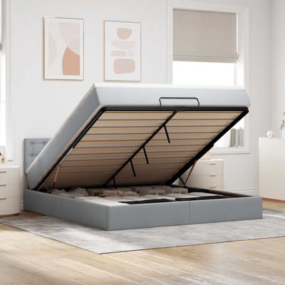 vidaXL - Ottoman - bed - met - matras - 180x200cm - stof - lichtgrijs