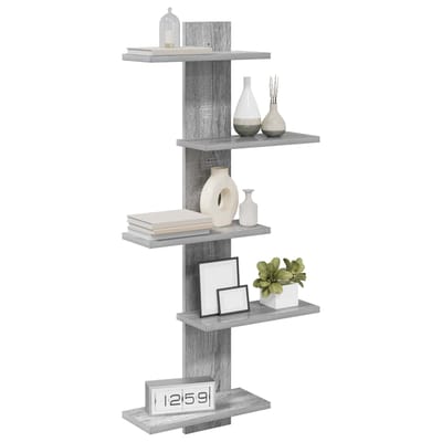 vidaXL - Wandzwevend - Plank - Grijs - Sonoma - 48,5 - x - 15 - x - 101 - cm - Bewerkt - hout