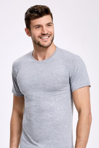 ilke® 2 Pack Heren T-Shirts – Ronde Hals – 100% Katoen - Grijs - M