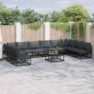 vidaXL - Tuinbank - Set - 10 - st - Zwart - Aluminium