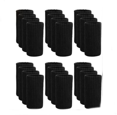 Stoelsokken – 24 Stuks – Viltjes Stoelpoten – Stoelpoot Sokken – Stoeldoppen – Stoelbeschermer – Stoelsokjes – Stoelpoot Rubber – Stoelpoot Glijders – Meubelpoot – Poten voor Meubels – 7×4cm – Zwart