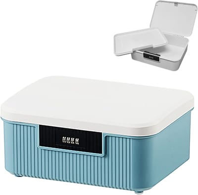 Afsluitbare Opbergdoos 16 Liter Met 4 Cijfer Combinatieslot Zware Kunststof Opbergcontainer voor Kantoor Thuis Studentenkamer Documenten Waardevolle Spullen blauw