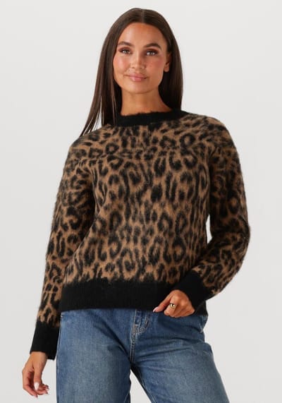 WITHBLACK Wblalondra Ls Leo Pullover Truien & vesten Dames - Sweater - Hoodie - Vest- Bruin - Maat L