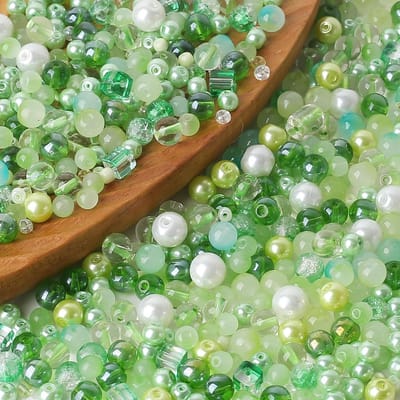 300 g glazen kralen met parelgaren gemengde ronde kristallen kralen om te rijgen voor doe-het-zelf armbanden, halskettingen, oorbellen (groen)