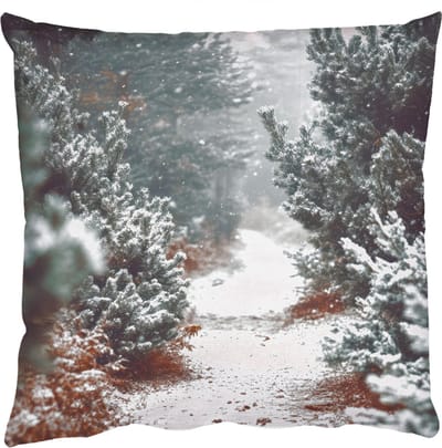 Sierkussens - Kussentjes Woonkamer - 50x50 cm - Bos - Winter - Bomen - Natuur - Pad - Sneeuw
