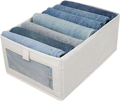 Kledingkast Organizer - Opbergdoos Lade - Kleding Sorteren - Opvouwbaar Zichtbaar - 40x25x17 cm - Beige