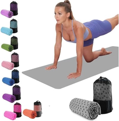 SnelShoppen - Oaygat Microvezel Yogahanddoek - Antislip Fitnesshanddoek met Handvatpunten - Zweetabsorberende Deken 61 x 183 cm - Ademend met Mesh-Dra