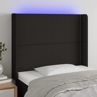 vidaXL - Hoofdbord - LED - 103x16x118/128 - cm - stof - zwart