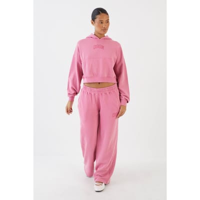 Dames Dsgn Studio Overdyed 100% Katoenen Rechte Pijp Joggingbroek | Roze | Maat: Small