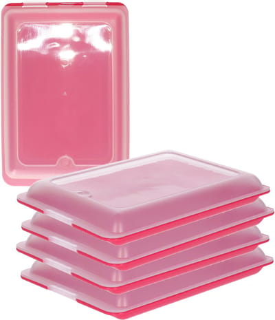 Toyma Vleeswarendoos - 5x - roze - kunststof - 24,5 x 17 x 4 cm - vershouddoos / kaasdoos