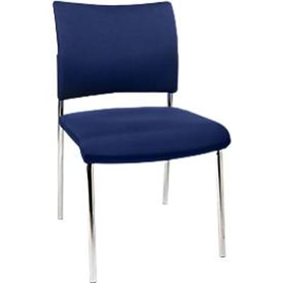 Bezoekersstoel, 4-poot, gestoffeerd, zonder armleuningen, set van 2, blauw