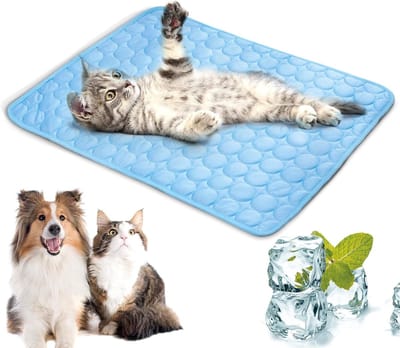 Koelmat voor Honden en Katten, 40 x 30 cm, Zelfkoelende Deken, Ideaal voor Thuis, Auto en Reizen, Makkelijk te Reinigen, Blauw, XS