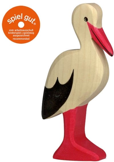 HOLZTIGER Bosdieren - Ooievaar - 6X2X12Cm - Houten Figuur - Handgemaakt