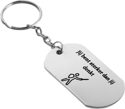 Akyol - jij bent sterker dan jij denkt sleutelhanger - Quotes - familie vrienden - cadeau - 54 x 29mm