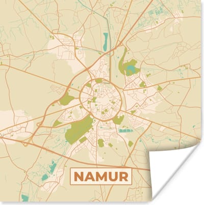 Poster Kaart - Leuven - Stadskaart - Plattegrond - Vintage - 100x100 cm XXL