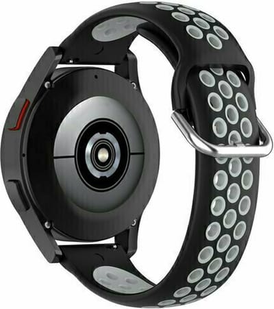 By Qubix - 22mm - Siliconen sportbandje met gesp - Zwart + grijs - geschikt voor Huawei Watch 3 / 4 / 5 (pro) - 46mm & geschikt voor Huawei Watch GT / GT 2 / GT 3 (pro) / GT 4 (pro) / GT 5 (pro) / GT 6 (pro) 46mm / Ultimate / Ultimat