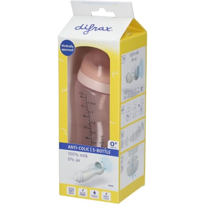 Difrax Babyfles Breed - 310 ml - Lichtroze - 1 Stuk - S-fles - Anti Koliek