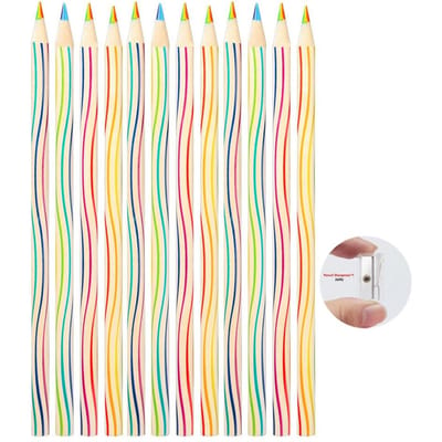 12 stuks Tekenpotlood 7 Kleuren in 1 Regenboog Verloop Kleurpotloden voor Kleuren Schetsen Kleur Schilderen Kinderkunst Cadeau beige