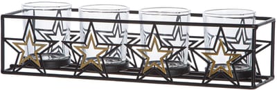 waxinelichthouder sterren in de avond - zwart goud- metaal en glas -7.5 x 28.5 x 7 cm