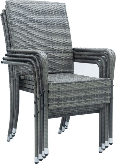 Polyrotan Tuinstoelen Yoro - 4-delig - Grijs - Stapelbaar