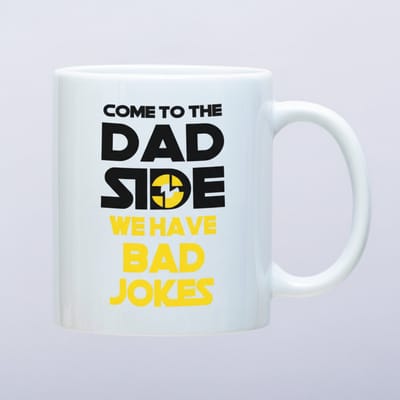 330ml Grappige Vader Mok – “Come to The Dad Side, We Have Bad Jokes” – Leuk Cadeau voor Vaders, Vaderhumor & Vaderdag
