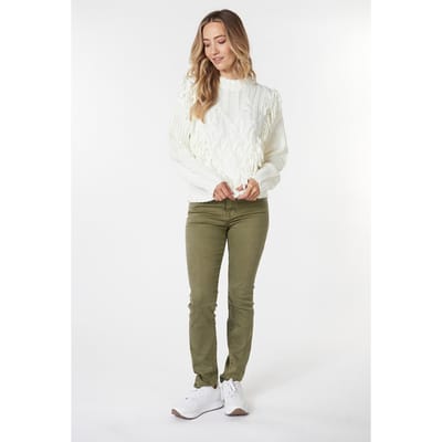 EsQualo Sweater Cable Fringes Off White Größe: S | Pullover Outlet | Damen | Weiß
