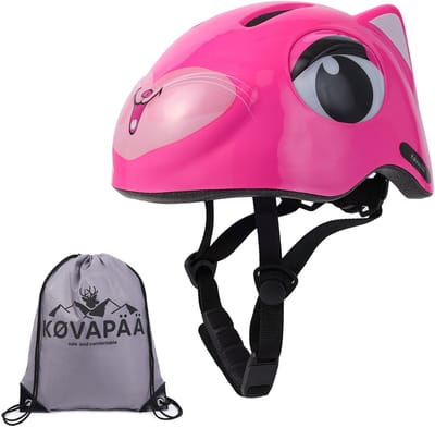 Køvapää® Roze Eekhoorn Fietshelm Kinderen - Maat 49-53 CM - 2 t/m 5 jaar - XS/S - Fietshelm Jongens- Fietshelm Meisjes - Fietshelm Kind
