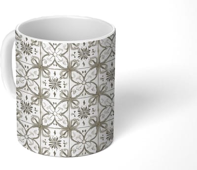 Mok - Koffiemok - Antiek - Tegel - Beige - Mokken - 350 ML - Beker - Koffiemokken - Theemok